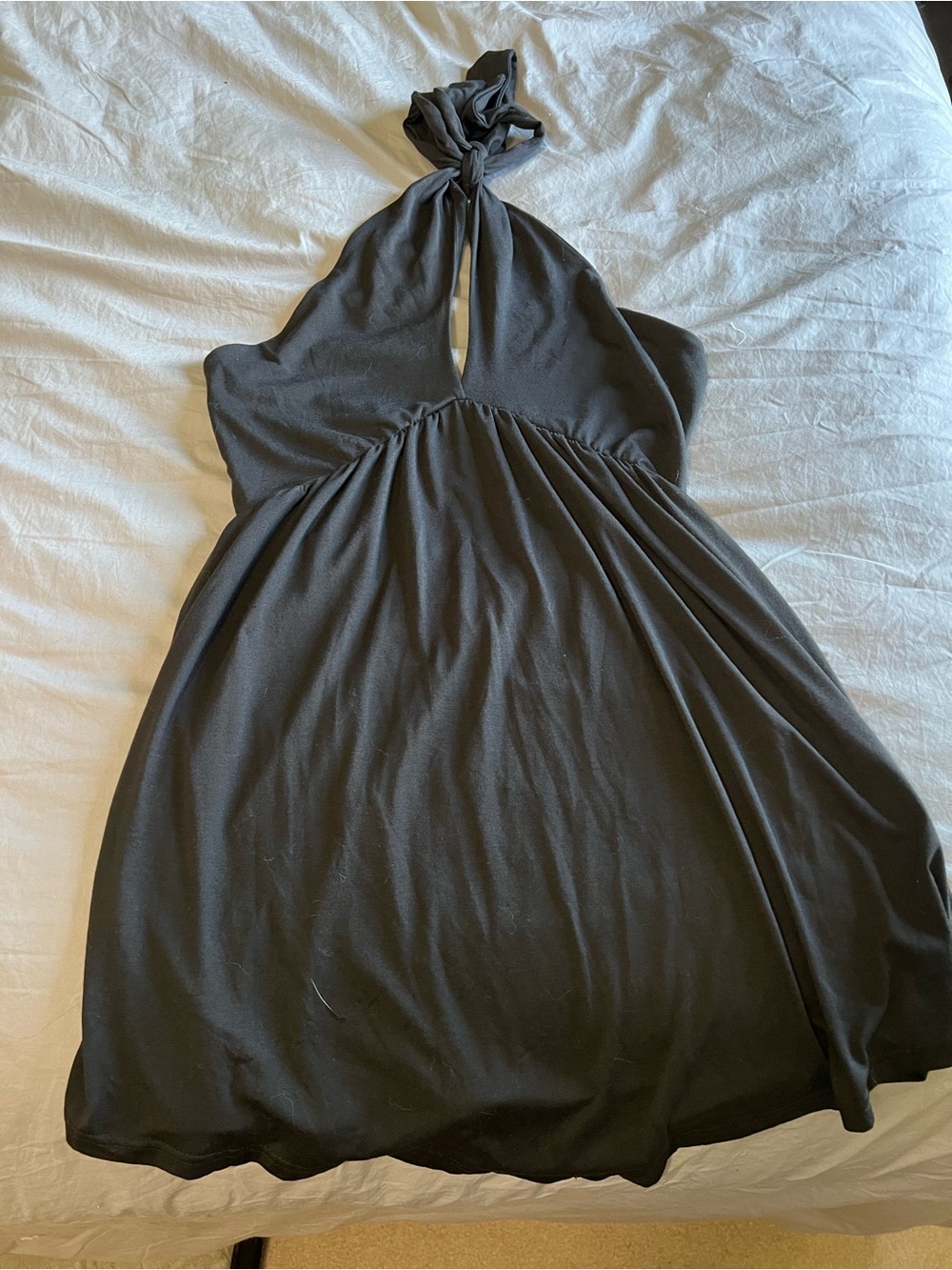 Women's Black Halter Tie-Back Dress